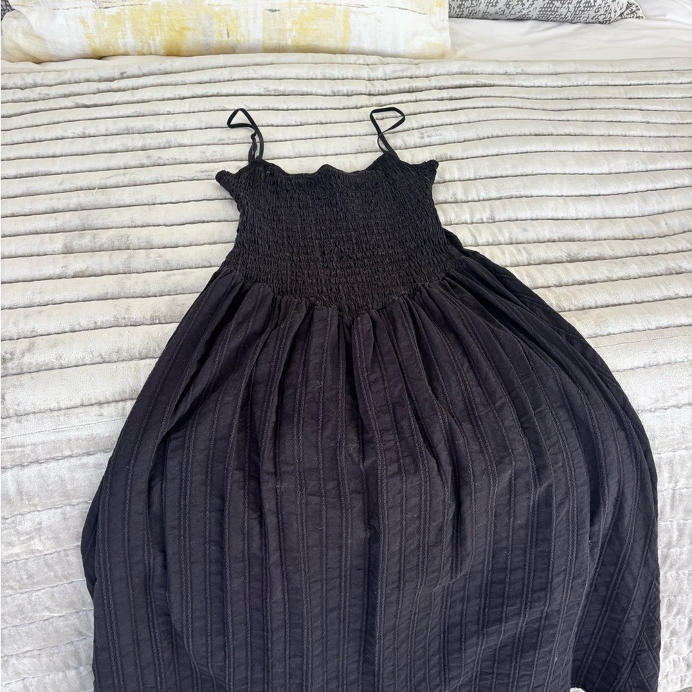Black Smocked Maxi Dress